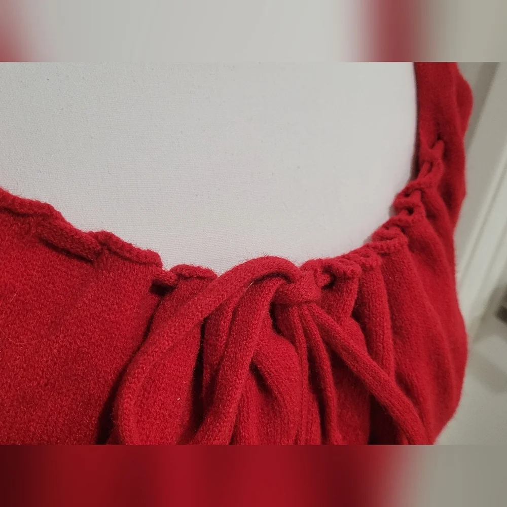 NWT Cider Red Tie Front Short Sleeve Sweater | Size XL